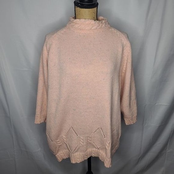 Vintage 80s Pastel Pink Knit Oversized Cozy Barbi… - image 2