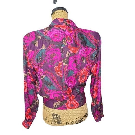 Deadstock NWT Vintage 80s Purple Floral Blouson J… - image 3