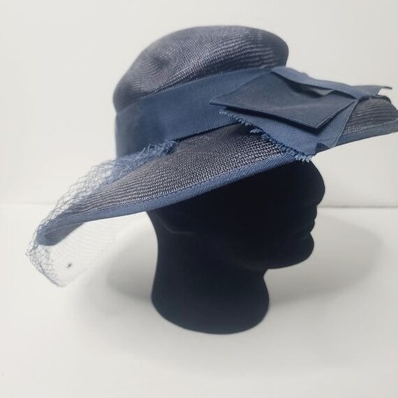 Vintage 1950's Navy Blue Kentucky Derby Frilly Ch… - image 6