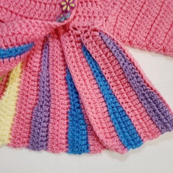 Vintage Handmade Crochet Sweater Pink Barbiecore … - image 3
