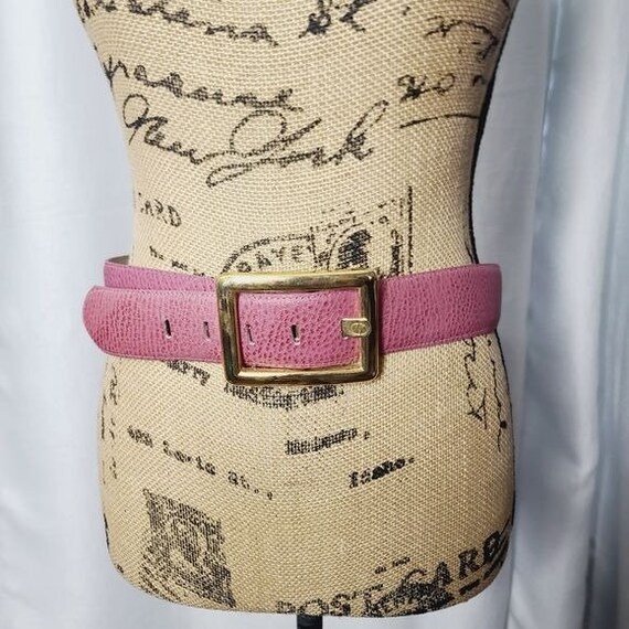 Vintage 80s Christian Dior Mauve Pink Leather Chunky Gold Buckle Belt Etsy Canada