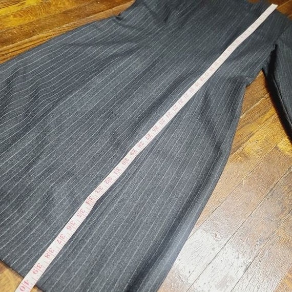 Vintage 80s Dark Academia Pinstripe Grey Power Dr… - image 8