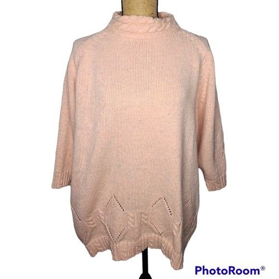 Vintage 80s Pastel Pink Knit Oversized Cozy Barbi… - image 1