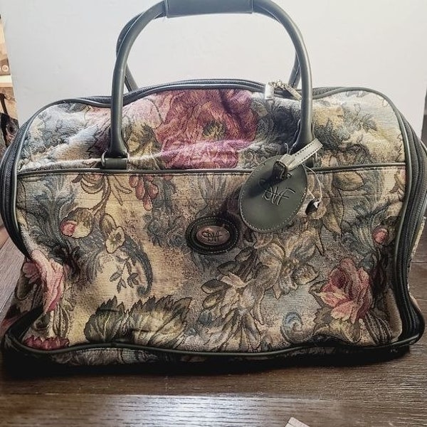 Vintage DVF Diane Von Furstenberg Tapestry Floral Retro Overnight Travel Bag