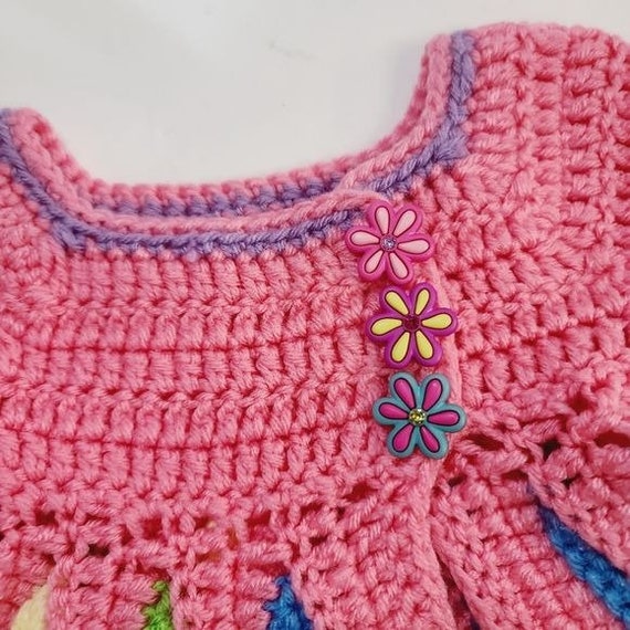 Vintage Handmade Crochet Sweater Pink Barbiecore … - image 2