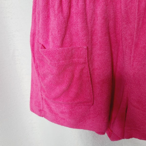 Vintage 70s Barbiecore Hot Pink Terry Cloth Romper - image 2