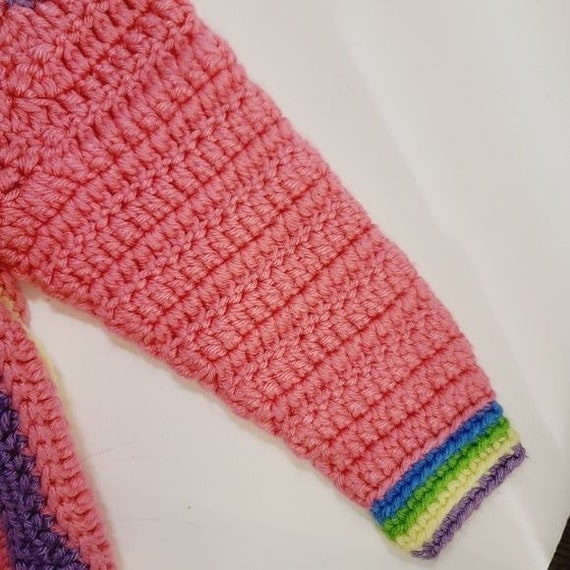 Vintage Handmade Crochet Sweater Pink Barbiecore … - image 4