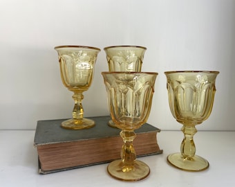 Imperial Glass Co. Old Williamsburg Yellow 5" Small Goblets Set of four