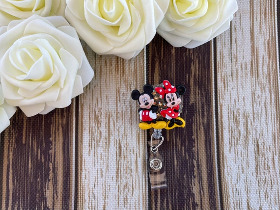 Mickey and Minnie Inspired Badge Reel, Retractable Badge Reel