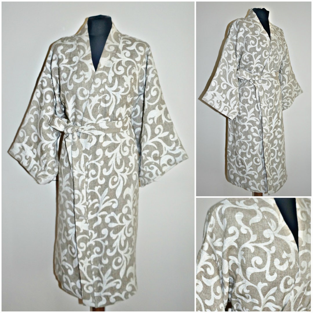 Linen Spa Kimono Robe. Bathrobe for Sauna. Light Linen Bathrobe-kimono ...