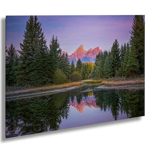 Grand Tetons Sunrise at Schwabacher Landing Fotografie Druck / Jackson Hole WY / Leinwand / Acryl / Metall / Fotografie