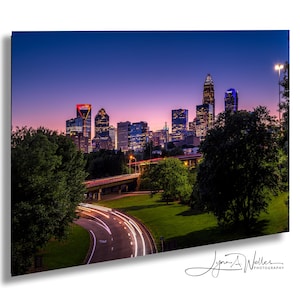 Charlotte Skyline Pink Sunset / North Carolina / Print / Canvas / Acrylic / Metal Photography