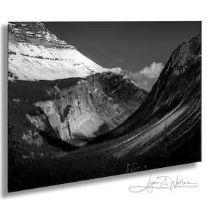 Canadian Rockies Black and White Photography Print: Alberta Valley Landscape