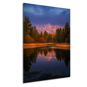 Grand Tetons Sunrise at Schwabacher Landing Vertikal Fotografie Druck / Jackson Hole Wyoming / Leinwand / Acryl / Metall / Fotografie