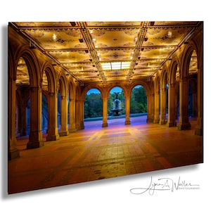 Bethesda Terrace Fountain at Sunrise. Central Park Autumn Art Print