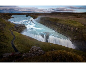 Gullfoss en Islande / Impression d'art / Toile / Acrylique / Métal / Photographie