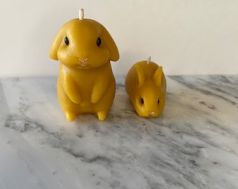 Rabbit beeswax candles, hand painted | kawaii pillar candles | rabbit candles, great for rabbit lovers