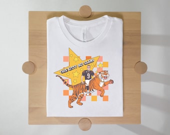 Vintage-stil unisex Joe Burrow Cincinnati Bengals t-shirt retro tiger tee, fotbollströja, NFL-tröja, sportgåva för honom och henne