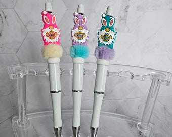 Easter gnome pens, beaded pens, focal bead pens, holiday pens, fluffy bead pen