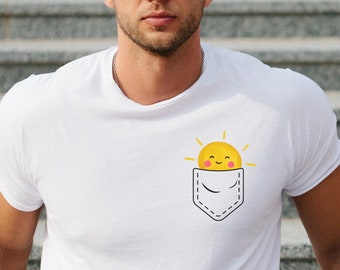 Cute Sunshine In Pocket T-Shirt, Novelty shirt, Cute Sunshine Graphics Tee, Feel Good Shirt, Happy Shirt, Cute Gift, Unisex Shirt