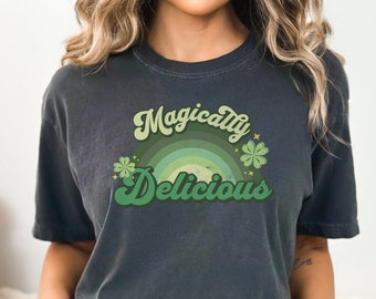 Magically Delicious Irish Shirt, St Paddys Shirt, Lucky Irish Shirt, St Patricks Day Shirt, Retro St Paddys Shirt, Rainbow, Drinking Shirt