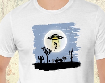 UFO TShirt Cow Abduction Shirt Spaceship Shirt Weird Shirt Cool Alien Shirt Birthday Gift For Her Funny Gift Funny Shirt Flying Saucer Shirt