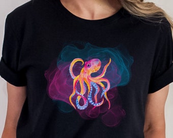 Octopus Japanese Art Shirt, Watercolor Art Shirt, Gyotaku Art Shirt, Anime Manga, Teuthology Shirt, Marine Biologist Shirt, For Men Women