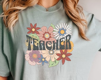 Teacher Shirt, Retro Teacher Shirt, Teacher Flower Shirt, Boho Teacher Shirt, Gift For Teacher, Teacher Gifts, Vintage Teacher Shirt