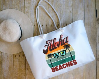 Custom Aloha Beaches Bag, Travel Bag, Beach Bag, Hawaii Vacation Bag, Weekend Bag, Carry-on Bag, Bachelorette Bags, Girls Trip Bag