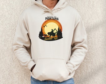 Montana Hooded Sweatshirt, Western Montana Hoodie, Yellowstone Hoodie, Retro Hoodie, Cowboy Hoodie, Country Hoodie, Cowgirl Hoodie Cool Gift