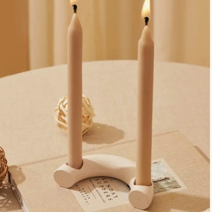 Nordic Style C Shaped Concrete Candle Holder- Ivory