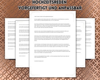 12 Hochzeitsreden vorgefertigt| für beste Freundin, bester Freund, Paket Vorlagen, Ideen,Brautpaar Rede,Ansprache Hochzeit,Trauzeuge Vortrag