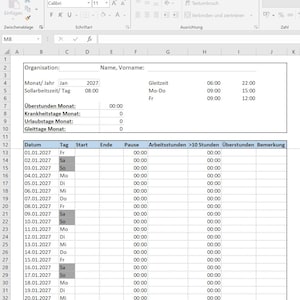 Time sheet, timesheet template | Excel| template customizable| 2027 adjustable | working hours calculator, automated