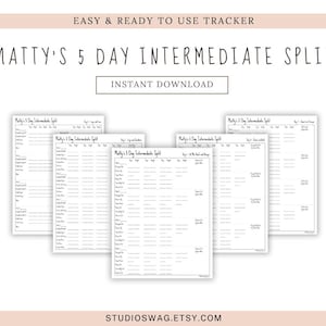 Matty Maggiacomo Intermediate 5 Day Split | Strength Training Tracker (PDF)