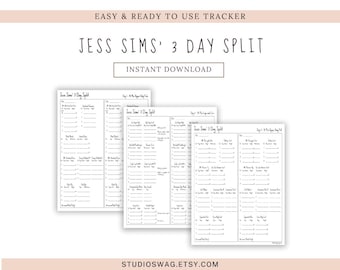 Jess Sims 3 jours de suivi fractionné | Musculation (téléchargement PDF)