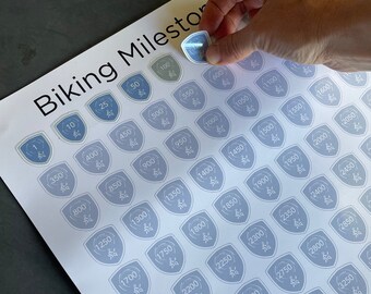 Poster Bike Ride Milestone Tracker - 103 autocollants inclus