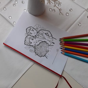 Printable personalizable wedding coloring book for kids and wedding guests