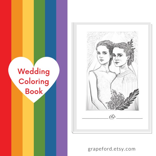 Wedding Coloring Pages Lesbian - Etsy Canada