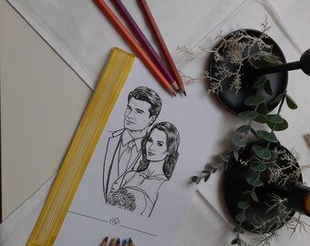 Printable personalizable wedding coloring book for kids and wedding guests