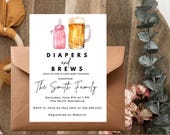 Pink HUGGIES AND CHUGGIES / CoEd Baby Shower Invite / Diapers and Brews / Bottles and Brews / Baby Shower Invite ** Template **