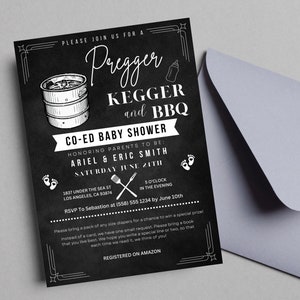 Pregger Kegger - Co-ed Baby Shower Invite - Customizable **TEMPLATE**