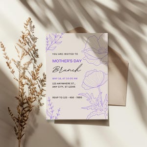 Floral Mother&#39;s Day Brunch Invitation: Elegant, Editable (PDF)