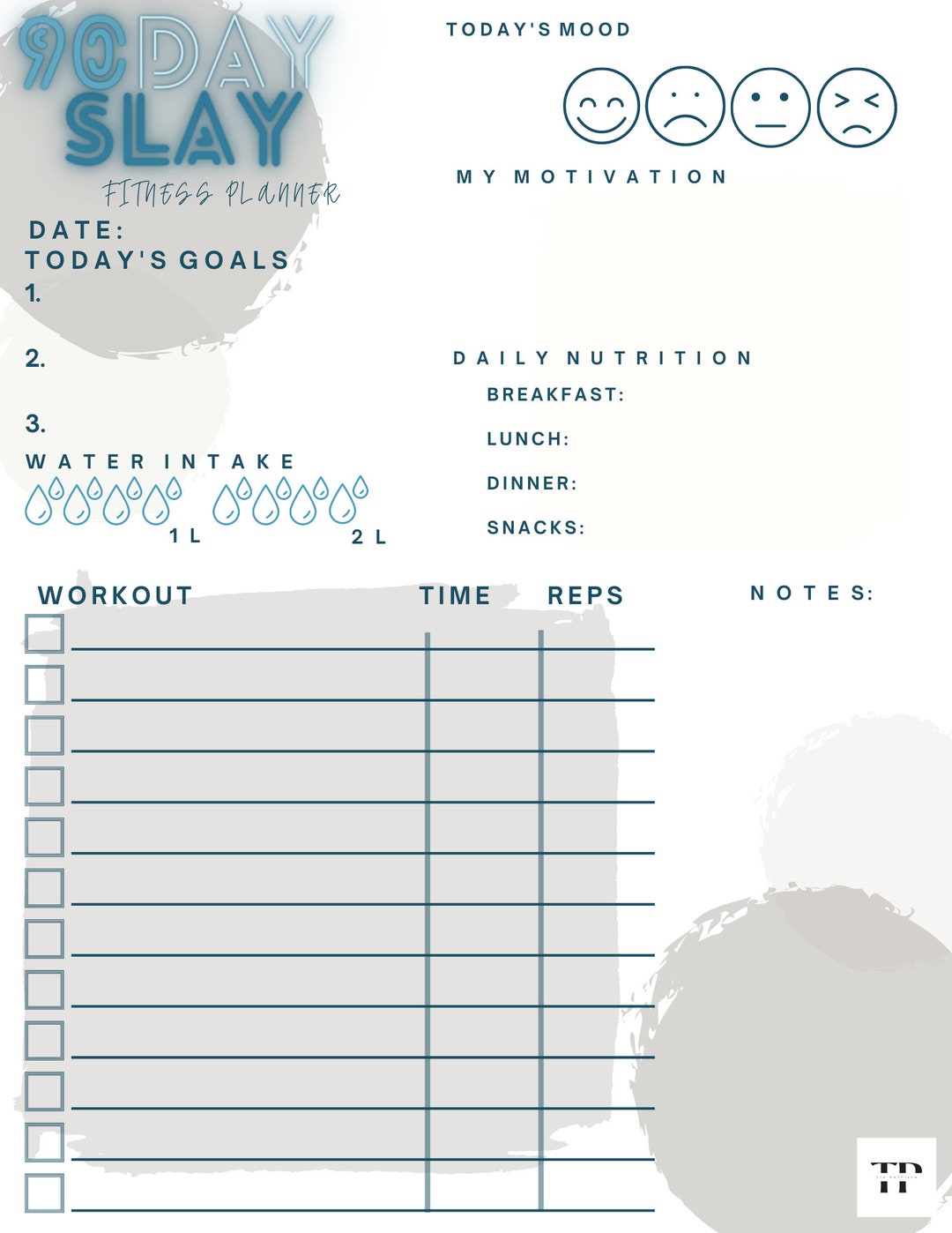 90 Day Printable Fitness Planner - Etsy