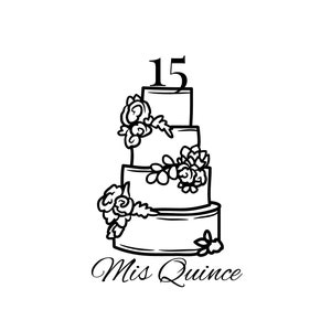 Mis Quince, Cake, Decoration, Quinceañera, Birthday, Sweet Sixteen SVG, PNG