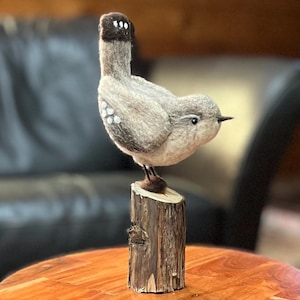 needle felted wren, felted wren, felted bird, spring bird, summer bird, bird lovers gift, wool sculpture, felted animal, realistic bird
