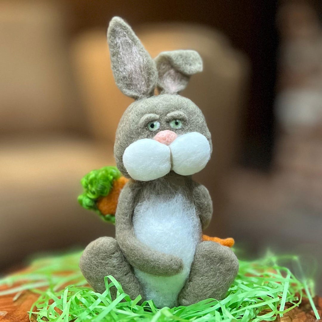 Needle Felted 8 1/2 Inch Easter Bunny Hiding Carrot Behind Its Back - Etsy