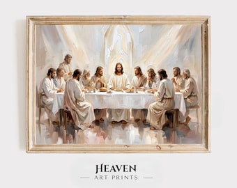 The Last Supper Print, Jesus and Disciples Christian Wall Art, Catholic LDS Religious Oil Painting Digital Download