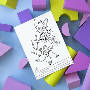 Color by Number Tamil to English Lotus Flower Coloring Sheet PDF Digital Download