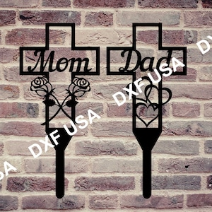 Schneidedatei für Mama Mama Papa Kreuz Grab Marker DXF Schneidedatei für Plasmen Laser - Instant Download
