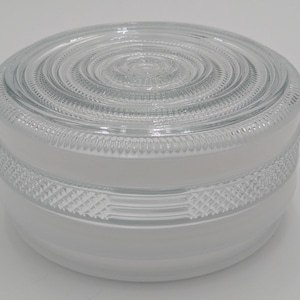 Vintage c. 1930s-1960s | Ceiling Flush Mount | Light Shade | Art Deco Style | Embossed |  Clear to White | 6.25&quot; Diameter | Indoor, Outdoor